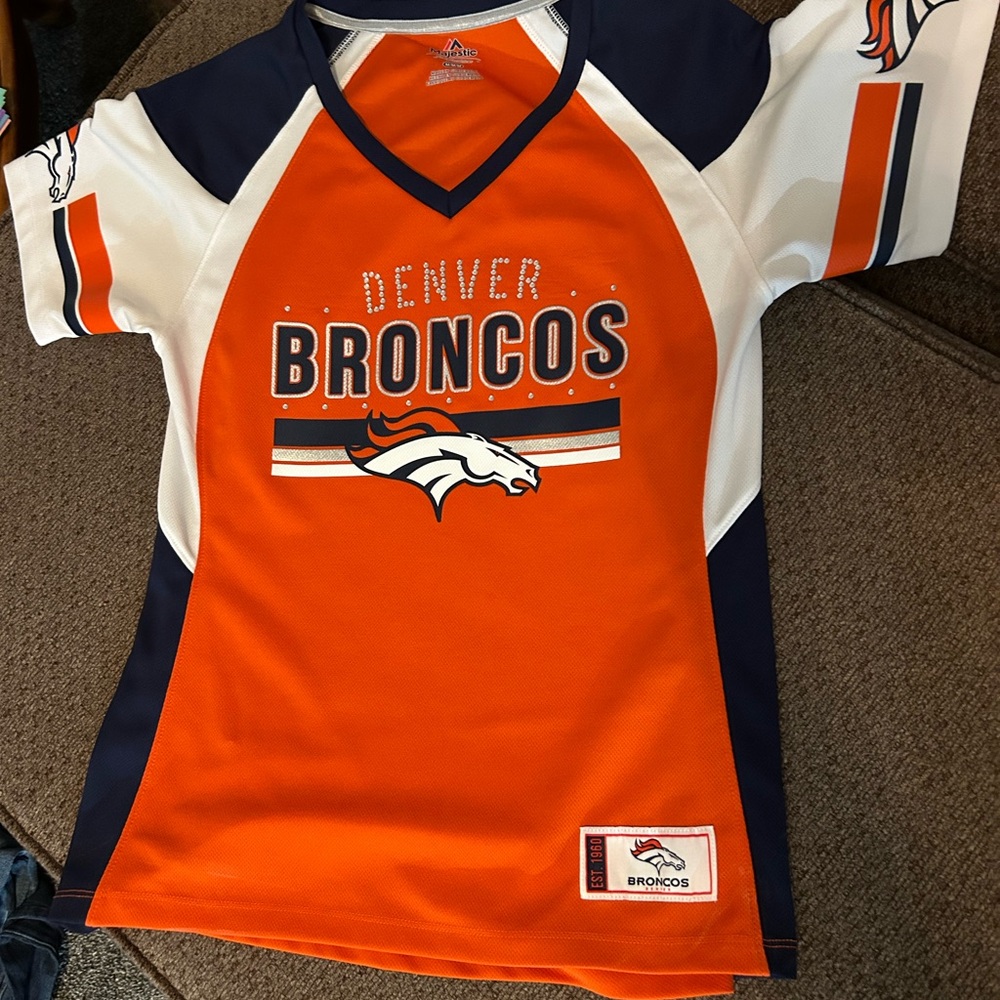 Majestic Orange and Navy Denver Broncos Womans Jersey
